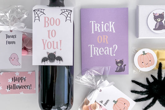 Cute pale pink and purple halloween decor