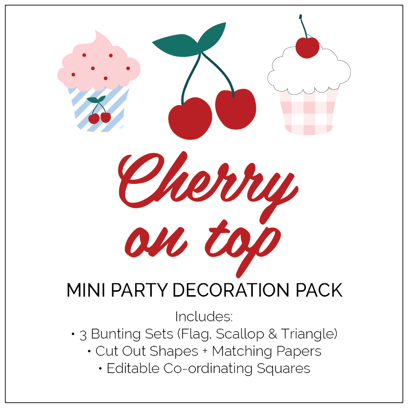 Cherry themed printable party decoration