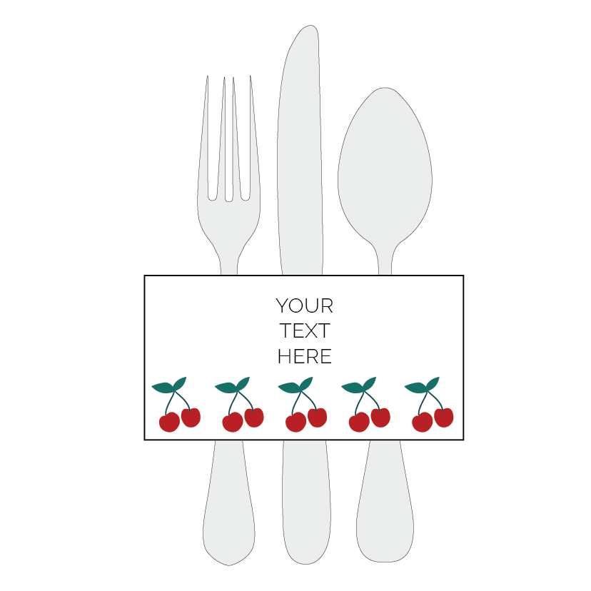 Printable napkin or cutlery wraps with cherries designed by The Printable Place