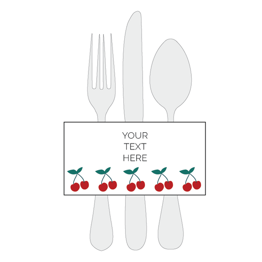 Printable napkin or cutlery wraps with cherries designed by The Printable Place