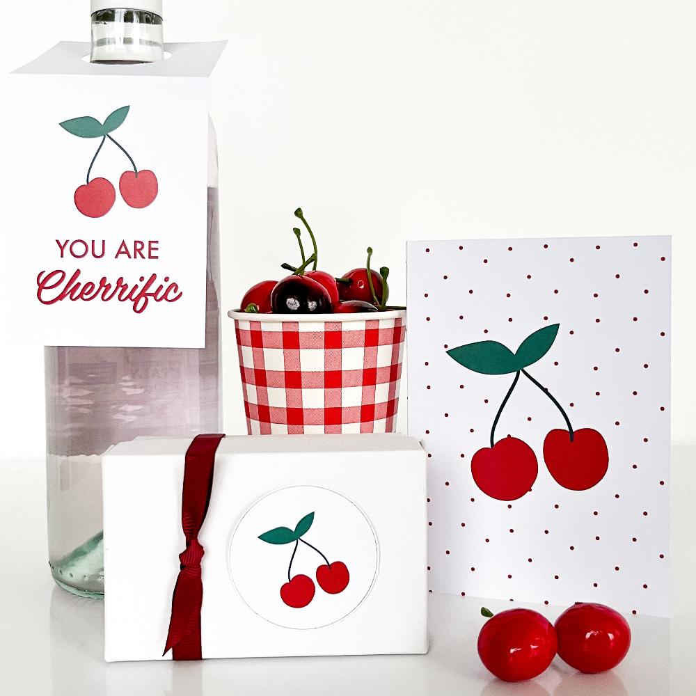 Cheery themed gofts with printable cards and tags. 