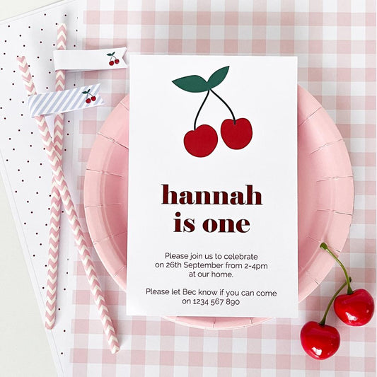 Cherry theme party invitation by The Printable Place. 