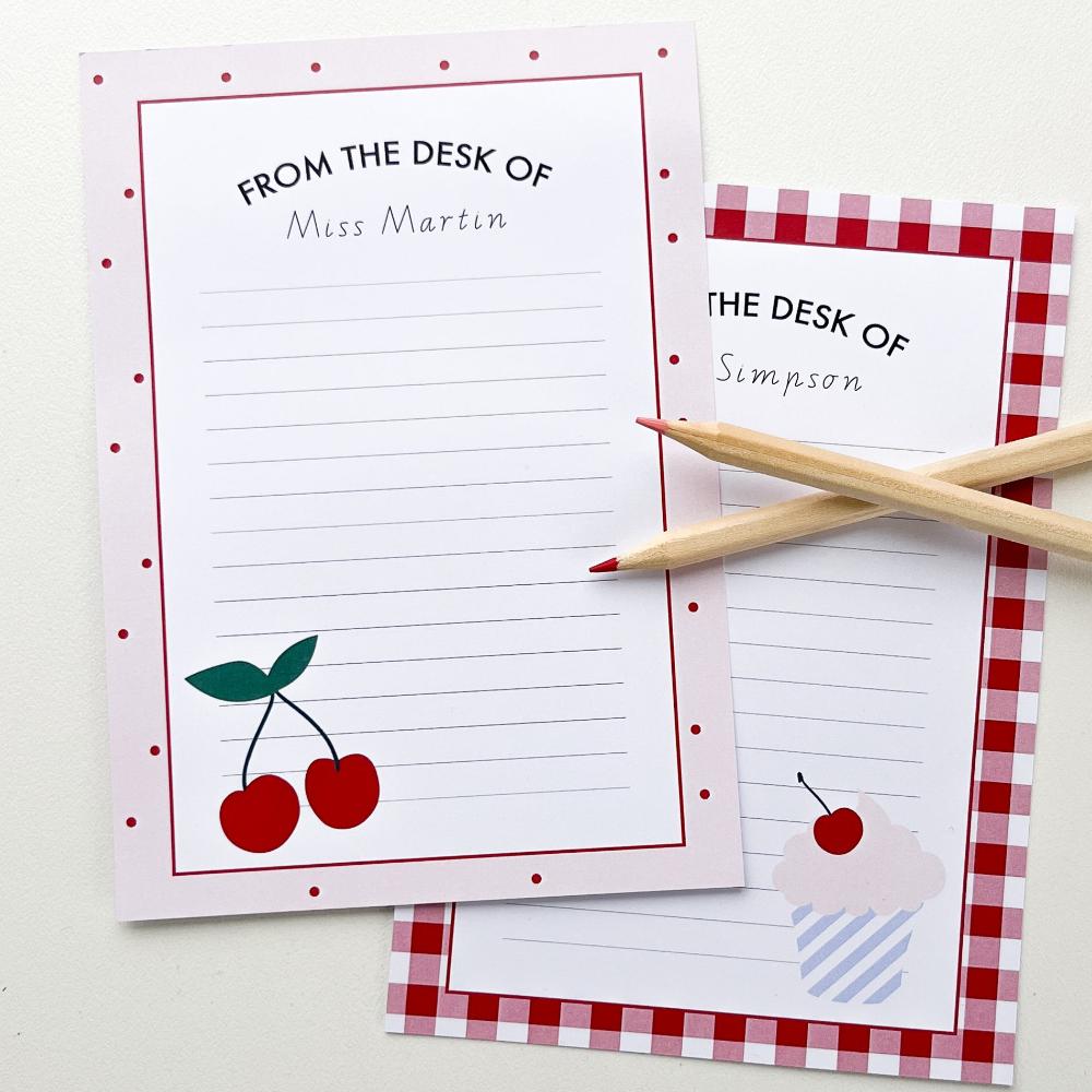 Printable Note paper in a cherry theme by The Printable Place