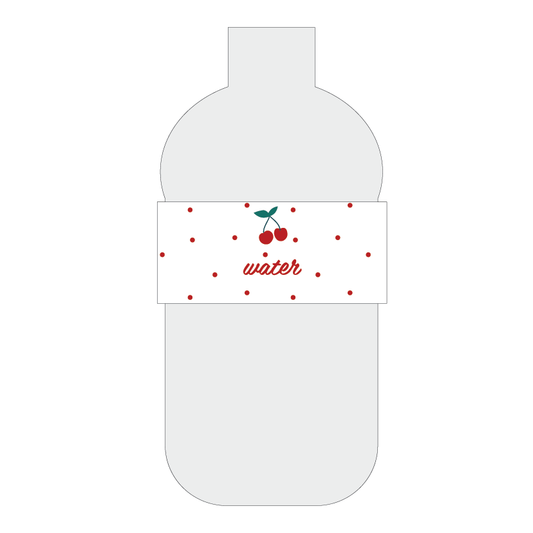 Printable cherry themed water bottle labels for a party