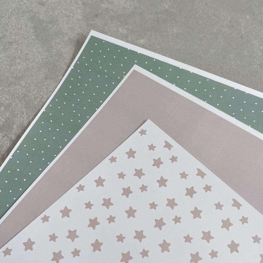 Christmas themed printable papers in beige and green