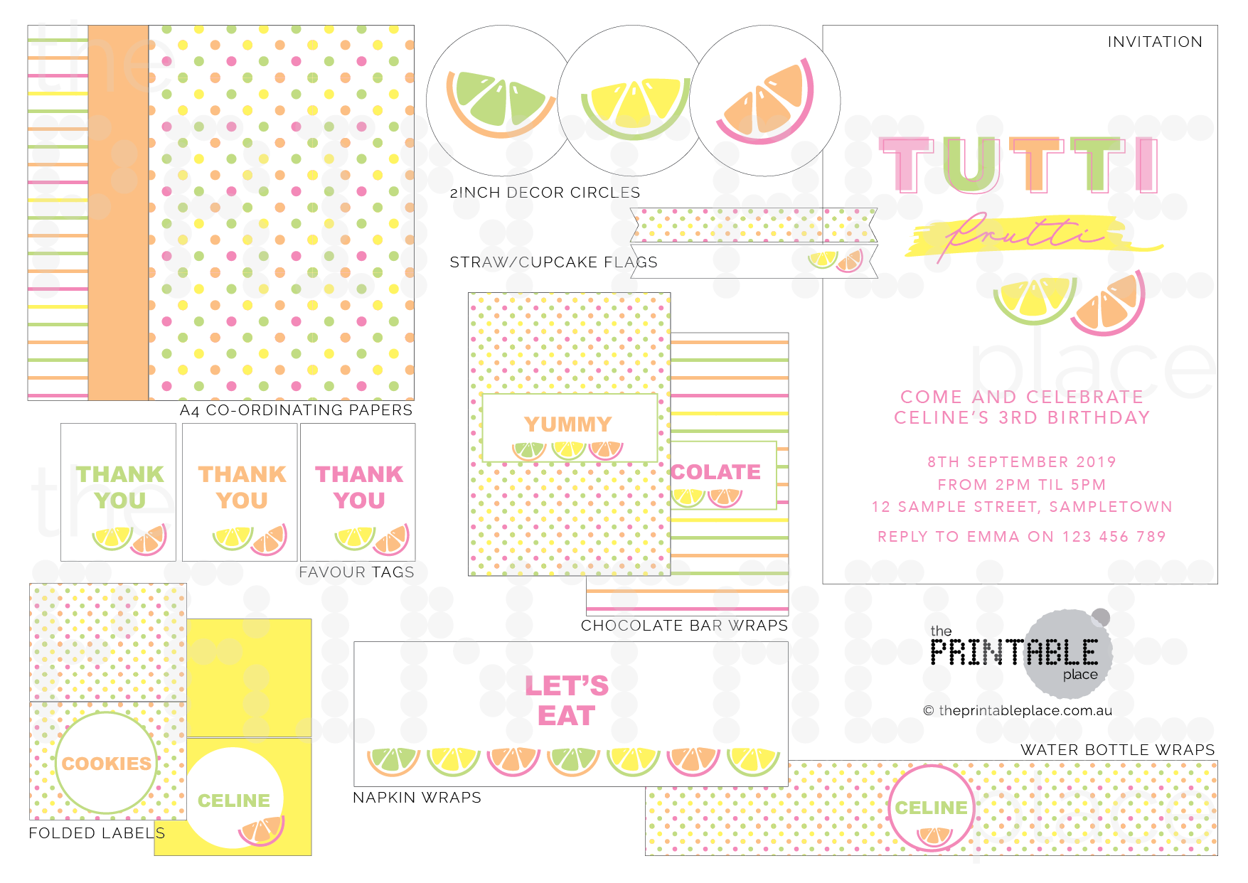 Summery Fruit party decoration bundle