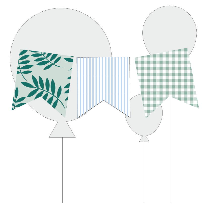 Bunting flag illustration in blues and greens