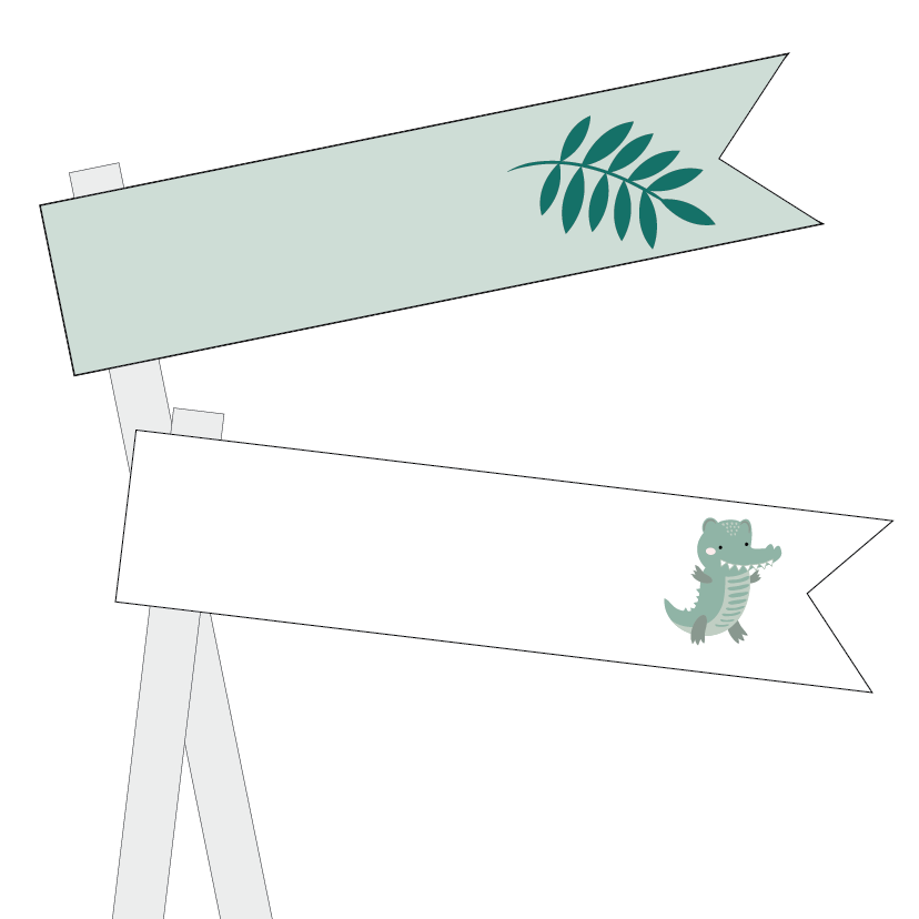 Crocodile mini party flags for decoration by The Printable Place