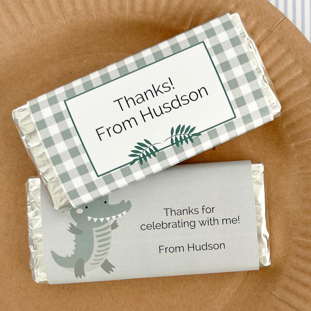 Chocolate Bar wraps in a crocodile party theme by The Printable Place