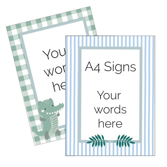 Signs for party or classroom in a Crocodile Theme.