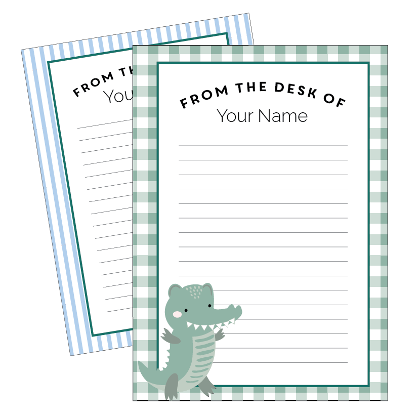 Editable Note paper in a crocodile theme by The Printable Place