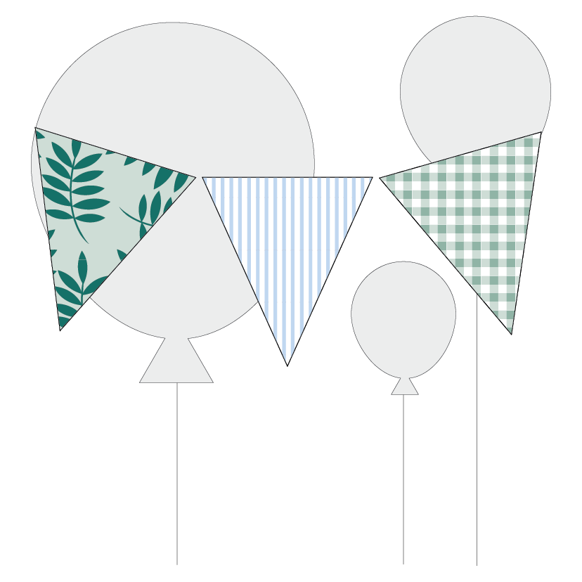 Triangle Bunting mock up in blues and greens