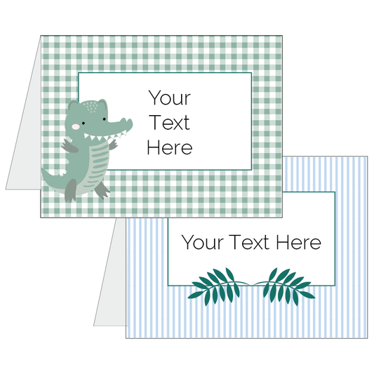 Folded labels in a crocodile theme designed by The Printable Place.