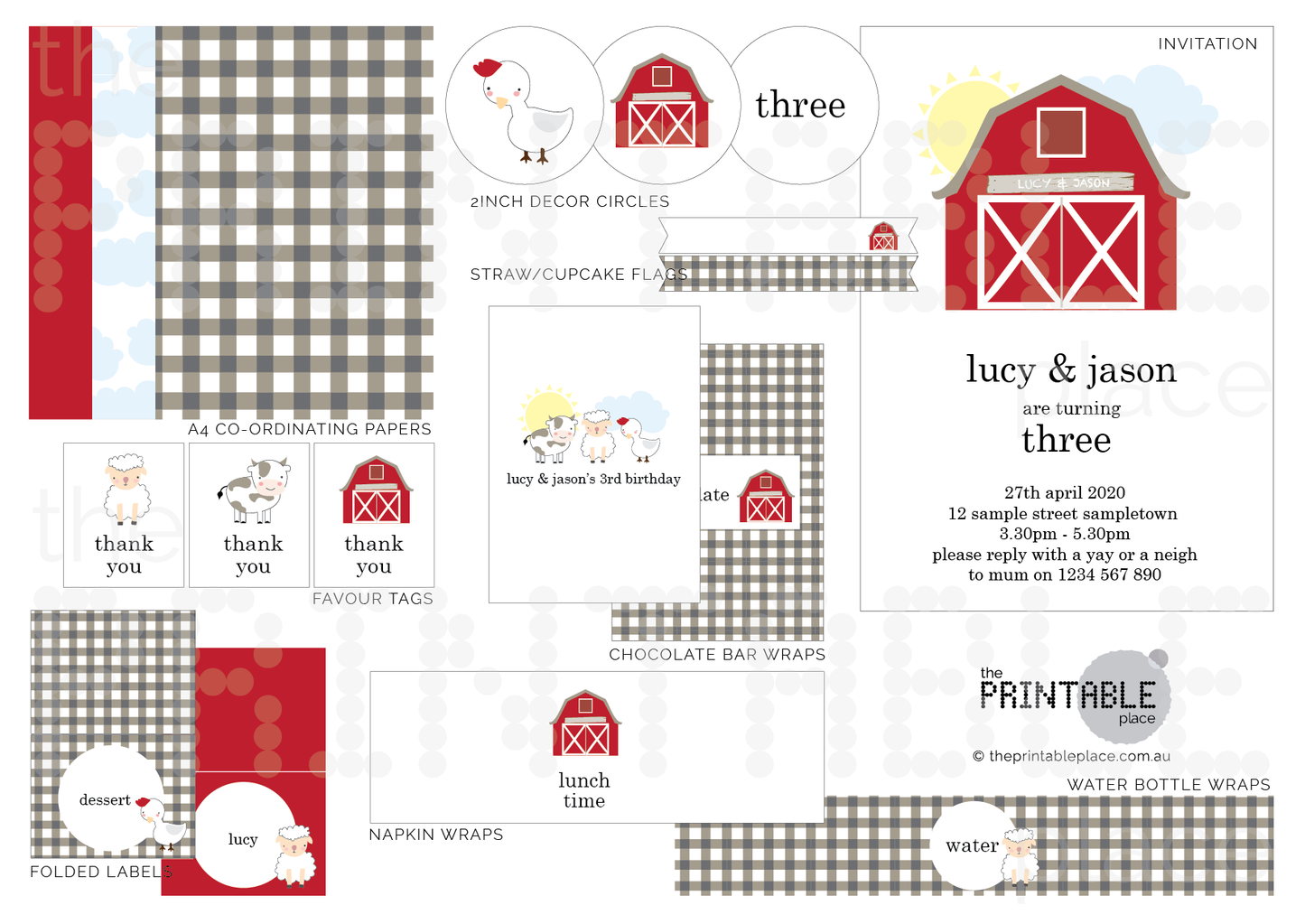 Farmyard printable for birthday