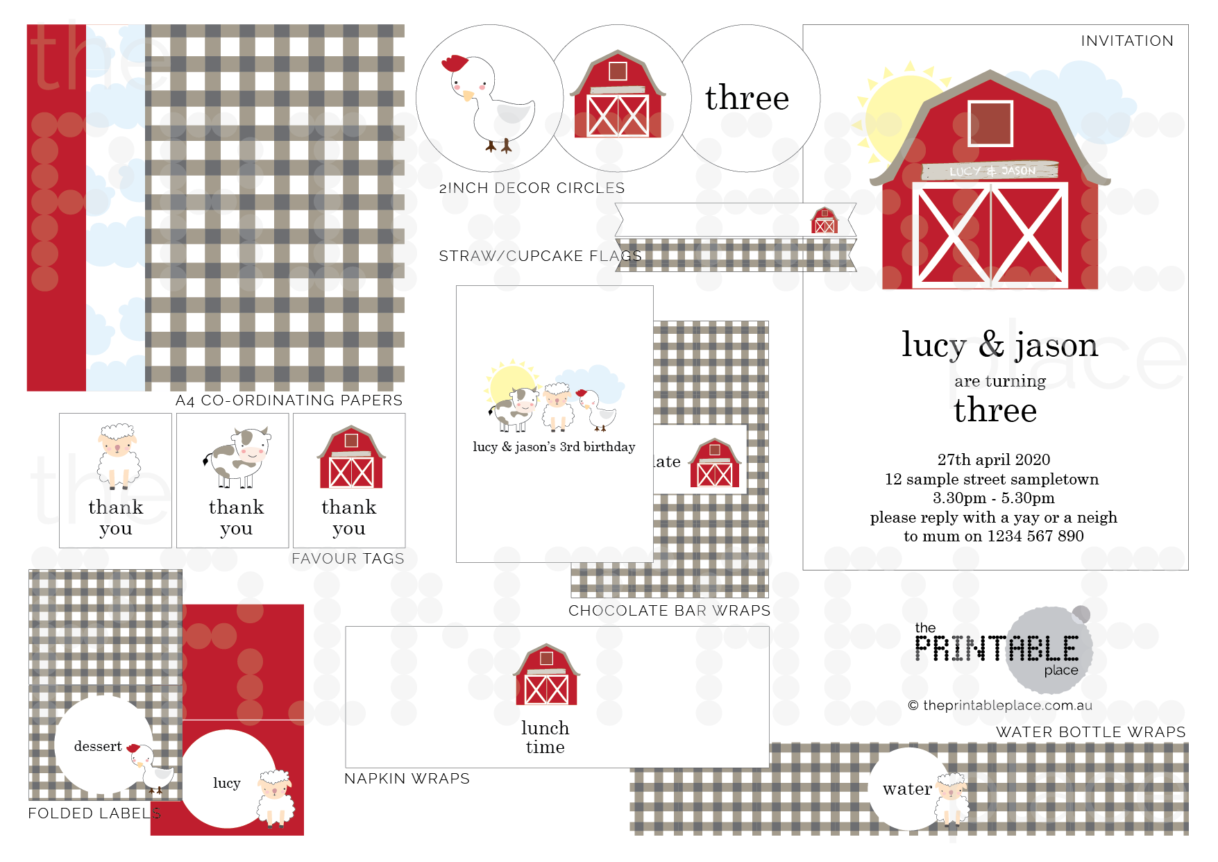 Farmyard printable for birthday