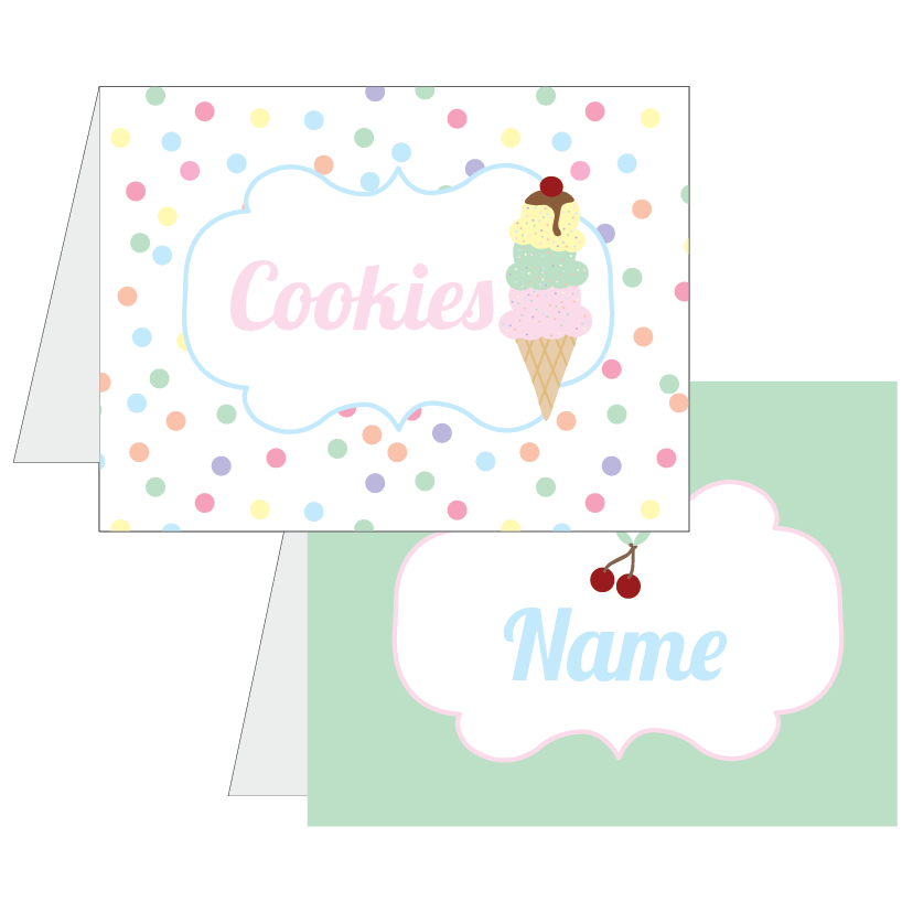 Folded labels for ice cream party - The Printable Place