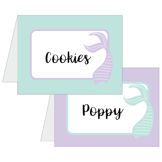 Mermaid Party Food Labels or Name Tags from The Printable Place