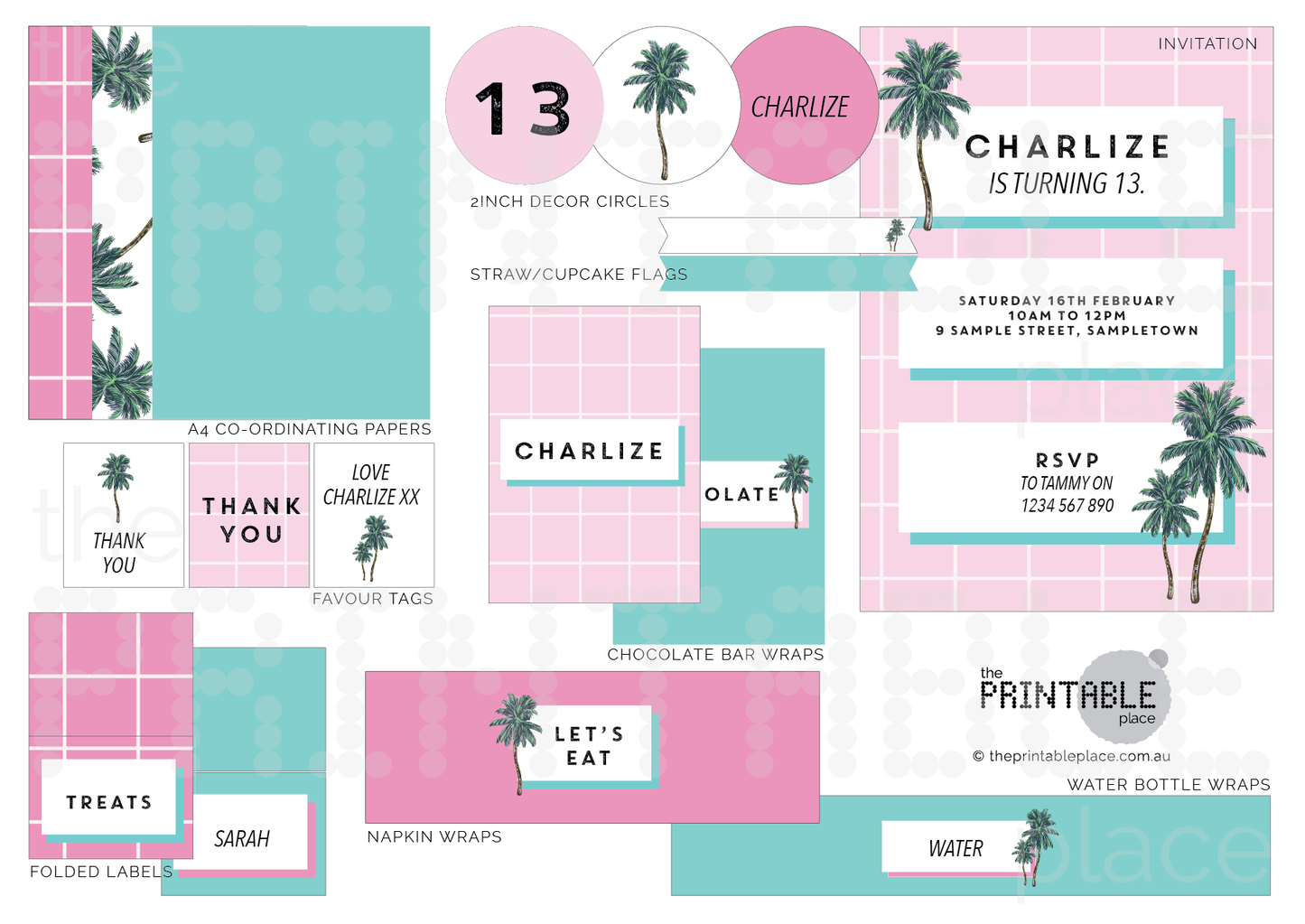 Palm Springs themed party decoration bundle