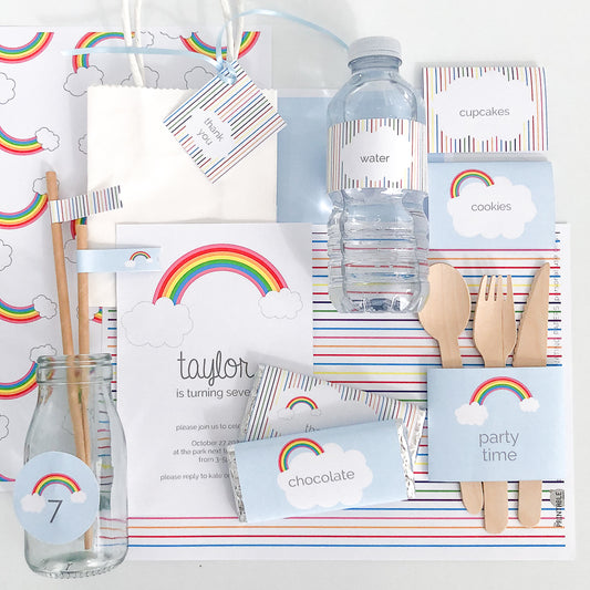 Rainbow Theme Party Decoration Bundle - The Printable Place