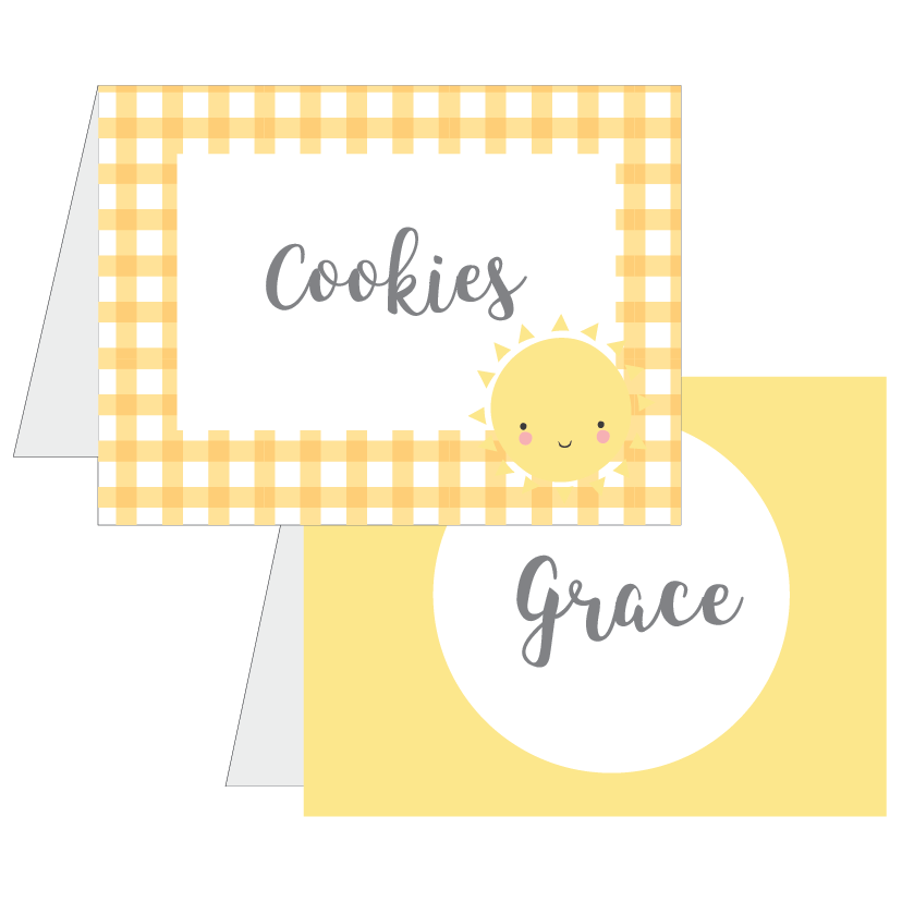 Sunshine themed party labels - The Printable Place