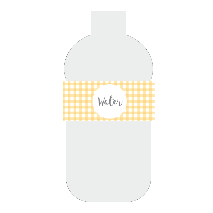 Sunshine Yellow water bottle wraps for party - The Printable Place