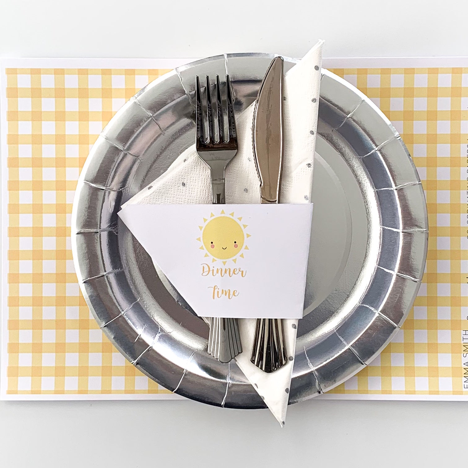 Sunshine party themed cutlery wrap - The Printable Place