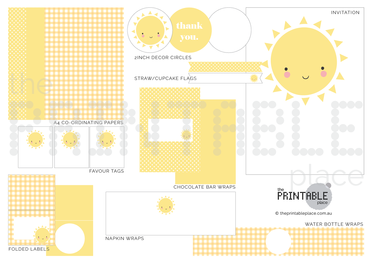 Sunshine party deodcration downloads from the Printable Place