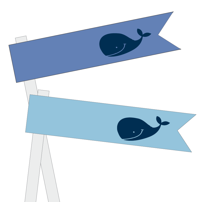 Mini Flags for a party in a blue whale theme